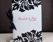 Damask Wedding Program, 2 pc with satin ribbon