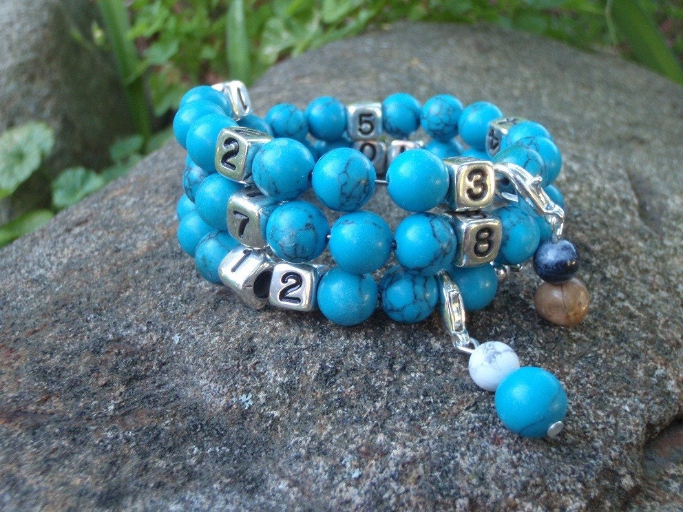 Turquoise 8mm Nursing Bracelet breastfeeding feeding reminder water