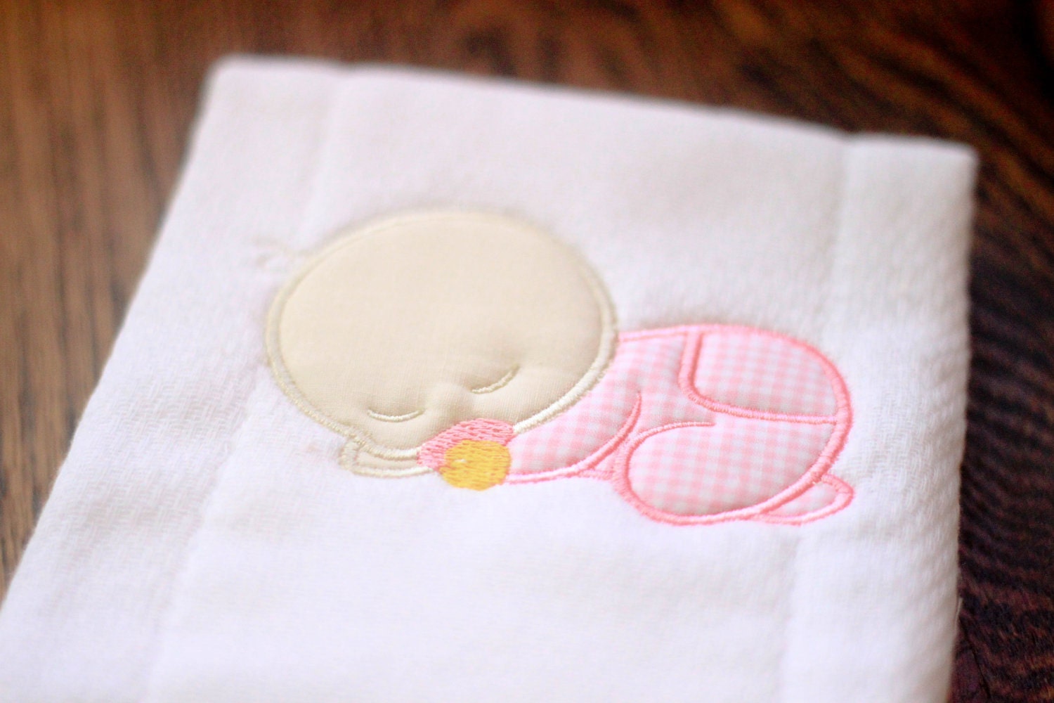 New Baby Monogrammed Applique Burp Cloth