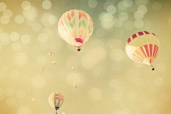 Hot Air Balloon 5x7 Dreamy Whimsical Photography Print. Golden Afternoon No. 3233