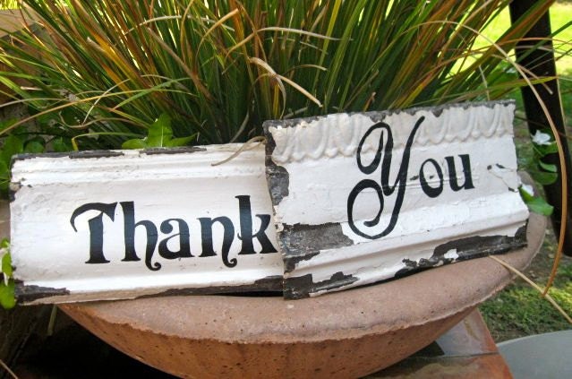 Wedding Thank You SIGN / 2pc Set made with Antique Ceiling Tin