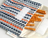 Organic Snack Bag Set of 2 - Reusable, Eco Friendly Sandwich and Snack Bags - Blue/Orange Tire Tread - Back to School