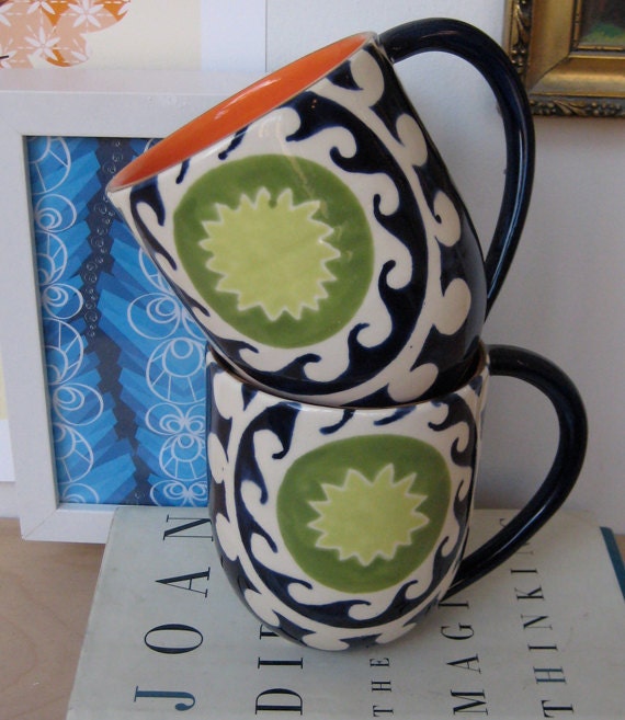 Suzani Mug in Navy Moss Combo