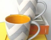 Buckley Chevron Mug in Grey and Butter Interior