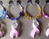 Breast Cancer Awareness Wine Charm Set (of 4)
