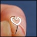 Cartilage Hoop / Tragus Hoop / Helix Hoop / Hammered Heart in Sterling Silver