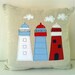 Nautical Lighthouse Cushion cover in natural linen