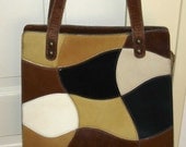 vintage groovy MAHLER color block leather handbag