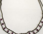vintage brass ball chain and amethyst purple glass bead choker