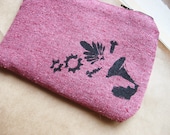 Magenta Vintage Gramophone Zippered Pouch - Black Screenprint Victorian Illustration - Rectangle Pencil Case