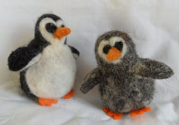 Needle Felted Penguin Duo