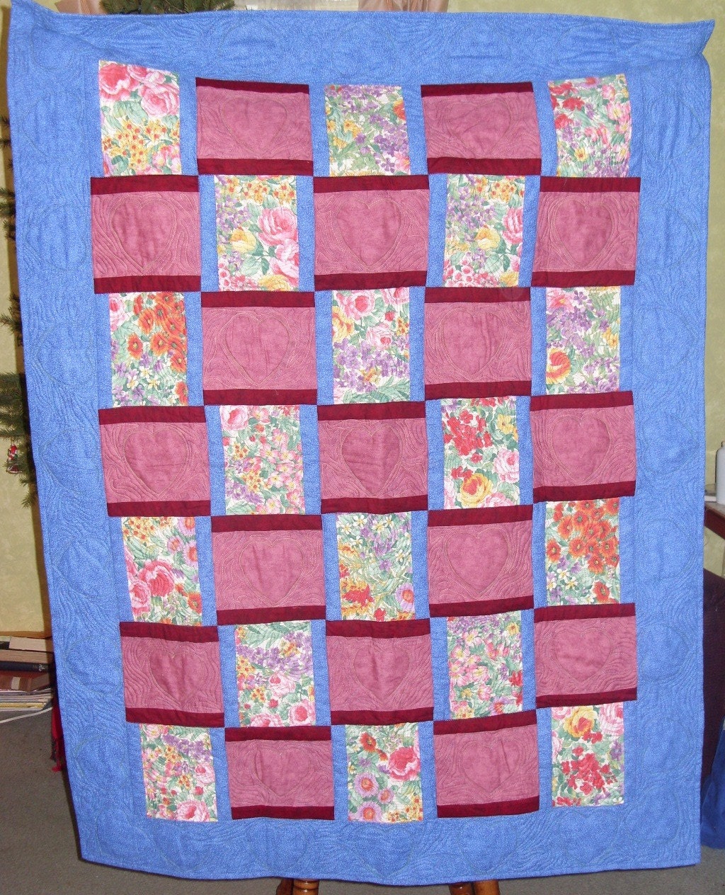 Basket Weave  Crib or Lap Quilt 42in x 54in 
