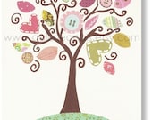 Nursery art prints, baby nursery decor, nursery wall art, nursery tree, kids tree, kids wall art, nursery print, Anais' Tree, 8x10