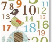 Baby nursery print, childrens art print, kids room decor, Numbers, Elephant, Birds, Best Friends Numbers 8x10 print from Paris