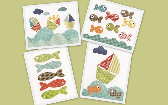 Nursery Decor Boy, baby boy nursery, kids wall art, kids print, kids boat, nursery art, fish, Oh Mon Bateau 8x10 print from Paris