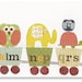 Nursery art, baby nursery decor, nursery wall art, elephant, owl. giraffe. bird, alphabet train, Set of 3, 11x14 Prints -  Anais Fun Train