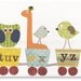 Nursery art, baby nursery decor, nursery wall art, elephant, owl. giraffe. bird, alphabet train, Set of 3, 11x14 Prints -  Anais Fun Train