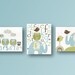 Kids wall art, baby boy nursery, nursery wall art, alphabet, owl, numbers, elephant, bird, set of three 8x10 prints Blue Elephant School