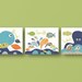 Nursery art, baby nursery, nursery wall art, baby art, fish, octopus, sea. bathroom decor, Set of 3, 11x14 Prints - Brush, Scrub, Wash