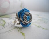 Turquoise Zipper Statement Ring Adjustable Finger Ring Handmade