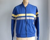 vintage 1970s tennis jacket. Teen boy size 18 / women small. Retro royal blue stripe by McGregor / the PACKASAMITCH jacket