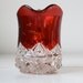 antique ruby glass pitcher / ruby red flash and cut crystal clear souvenir creamer / Victorian 1890s