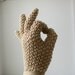 vintage 1960s crochet gloves. tan with pearly button closure. Size 7.5 medium / large / the COFFEE ICE CREAM gloves