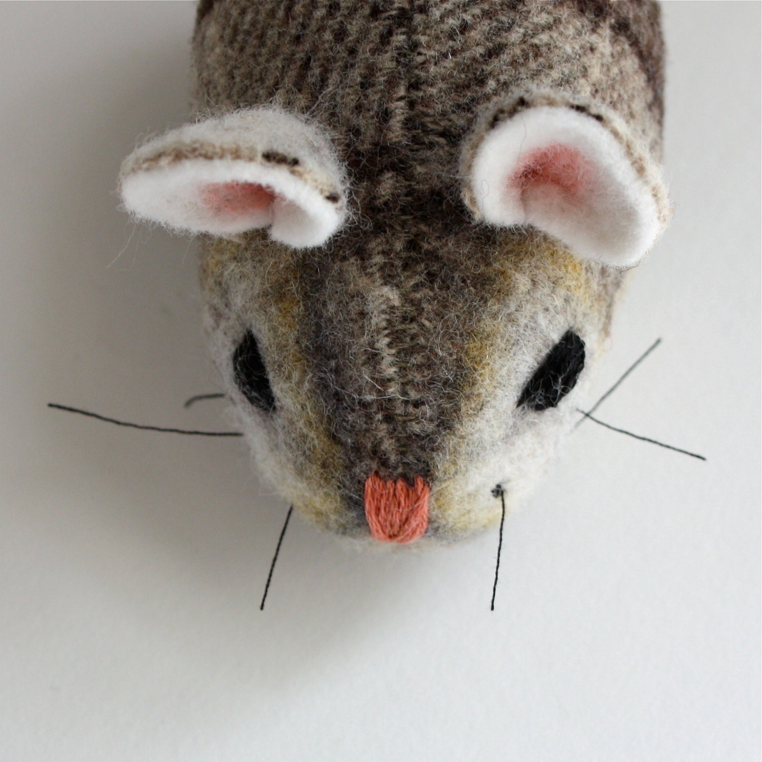 Mouse Plush Wool - Pocket Mouse - Mocha Plaid