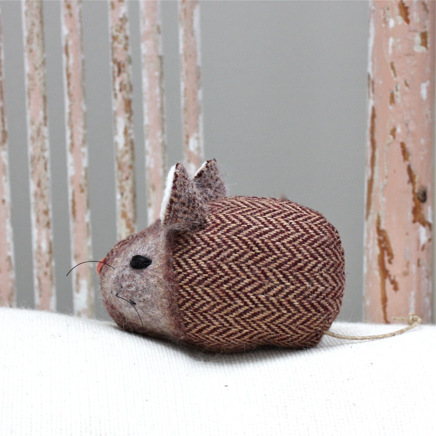 Mouse Plush Wool Folk - Pocket Mouse - Cognac