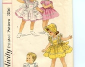 Vintage 1950s Simplicity Sewing Pattern 1896  Sweet Toddler Dress, Pinafore, Bonnet Sz 6 months