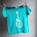 Mandolin T-Shirt - Organic -  Sized 6 Toddler (but runs small - more like a 4), Hand Dyed Teal Blue and screen printed in White Ink