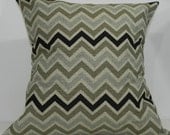 New 18x18 inch Designer Handmade Pillow Case in blue/grey, black, khaki chevron