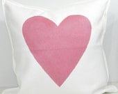 New 20x20 inch Designer Handmade Pillow Case with hand painted pink sparkle heart
