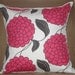 THREE New 18x18 inch Designer Handmade Pillow Cases in fabric PINK and GREY.