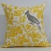 New 18x18 inch Designer Handmade Pillow Case. Yellow floral with kelp bird.