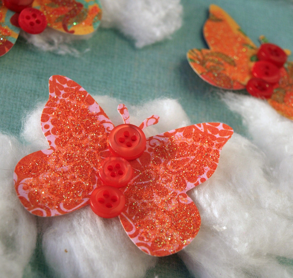 Butterflies - Marigold Patch - set of 5 paper butterfly accents