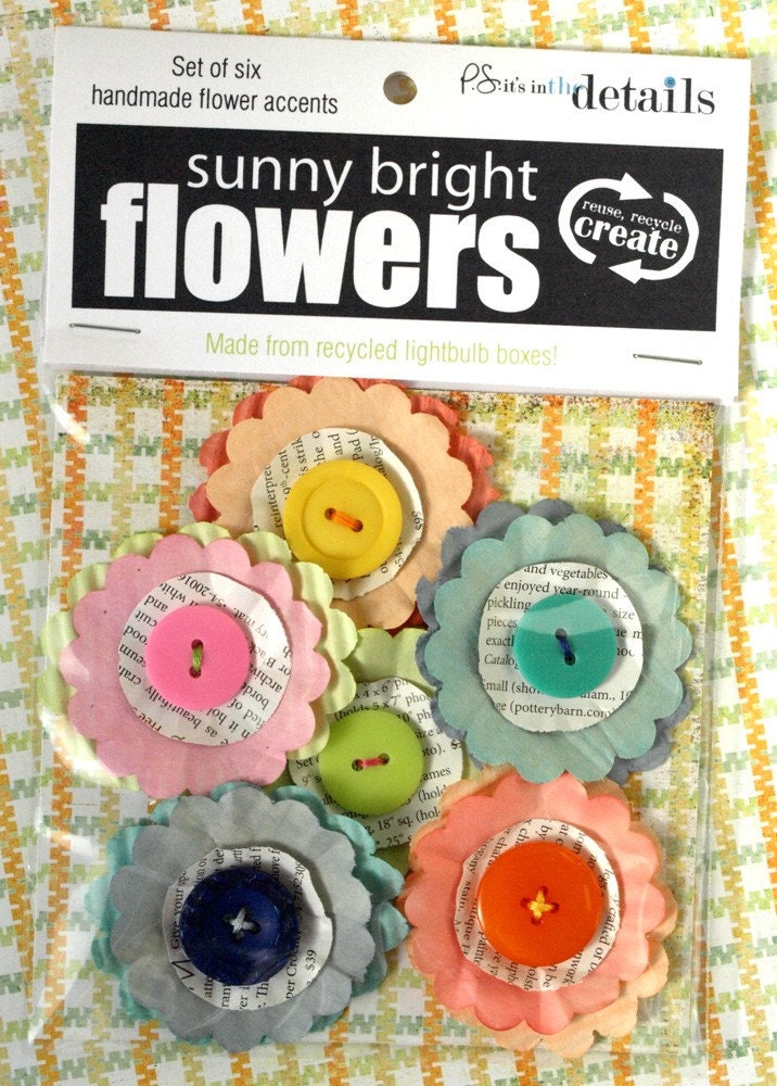 Recycled Flowers - Sunny Bright - made from recycled lightbulb boxes