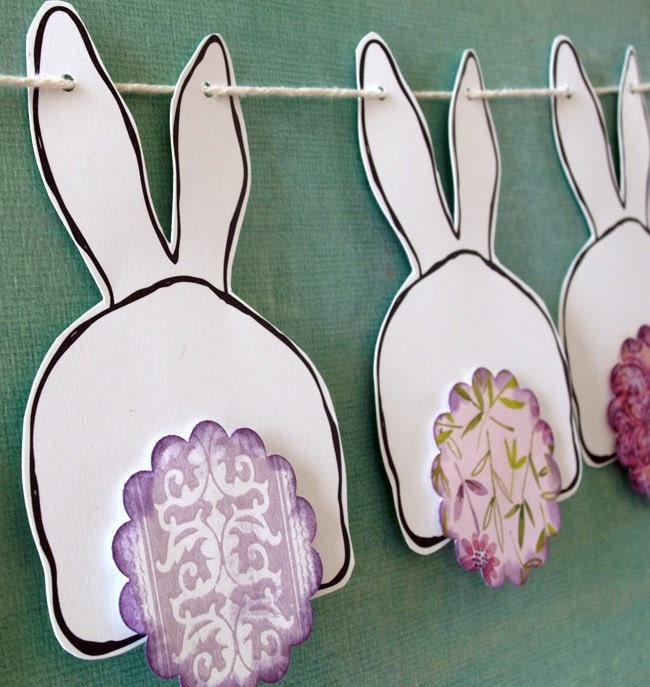 Bunny Butts Bunting - lavender and purple tails
