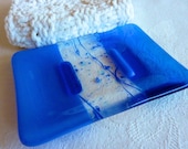 Glass Soap Dish in Cobalt Blue