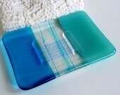 Bright Turquoise Blue Glass Soap Dish