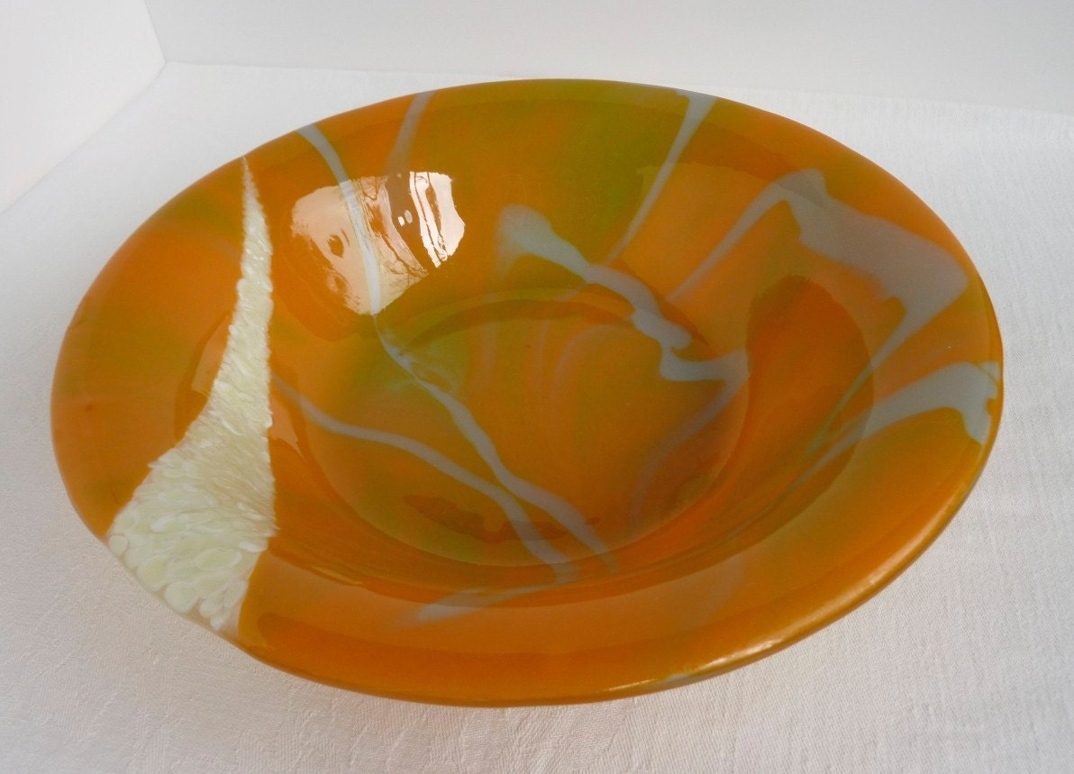 Fused Glass Bowl in Dusky Orange