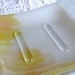 Square Soap Dish in White and Yellow Streaky Glass