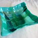 Fused Glass Dish in Woven Strips of Turquoise and Aqua