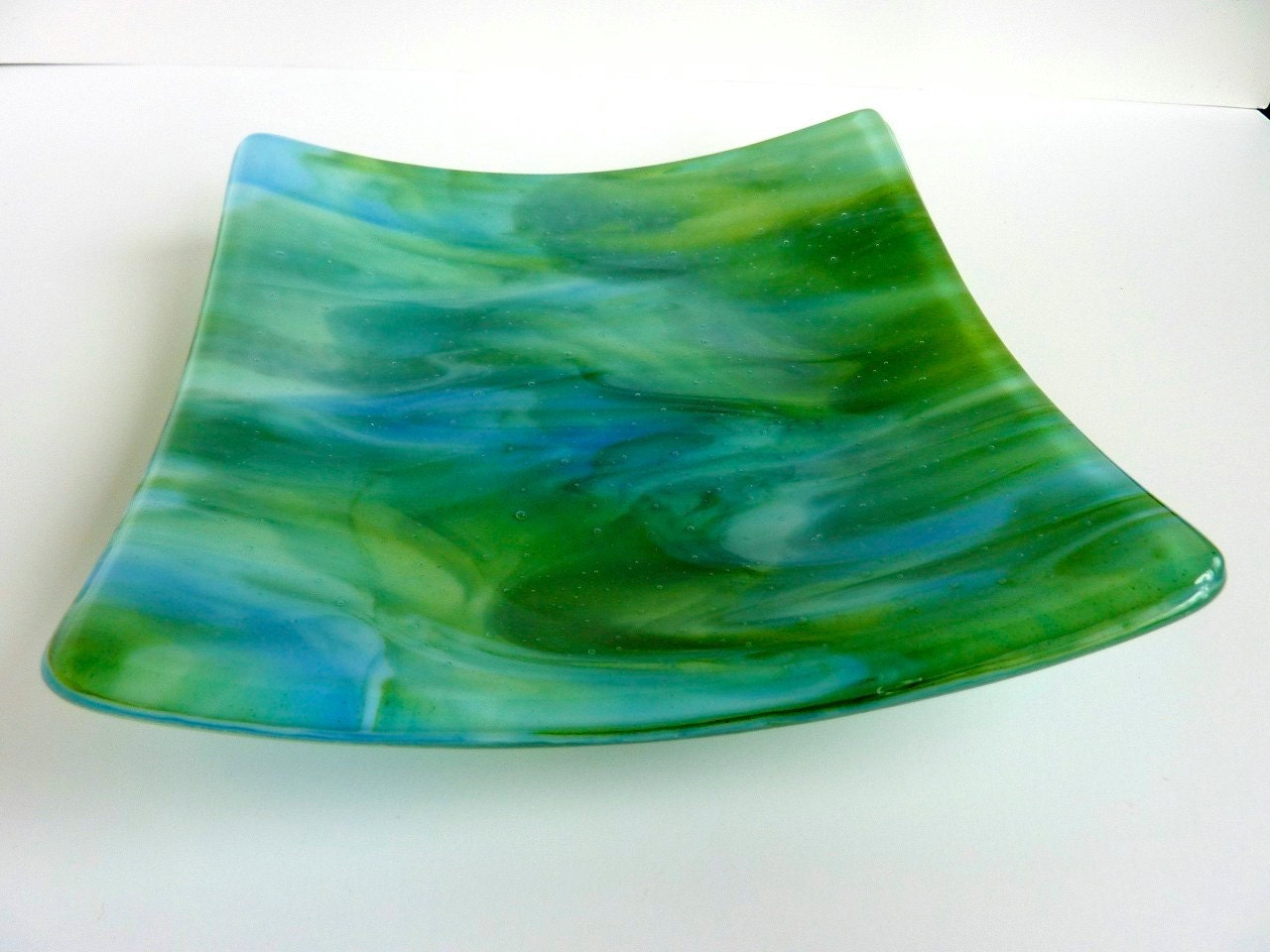 Blue and Green Glass Plate