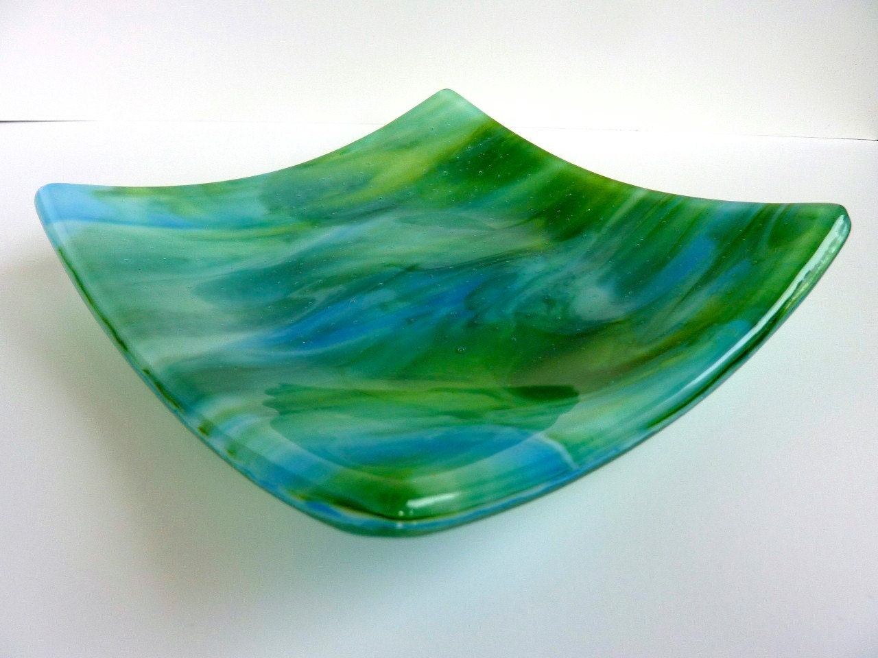 Blue and Green Glass Plate