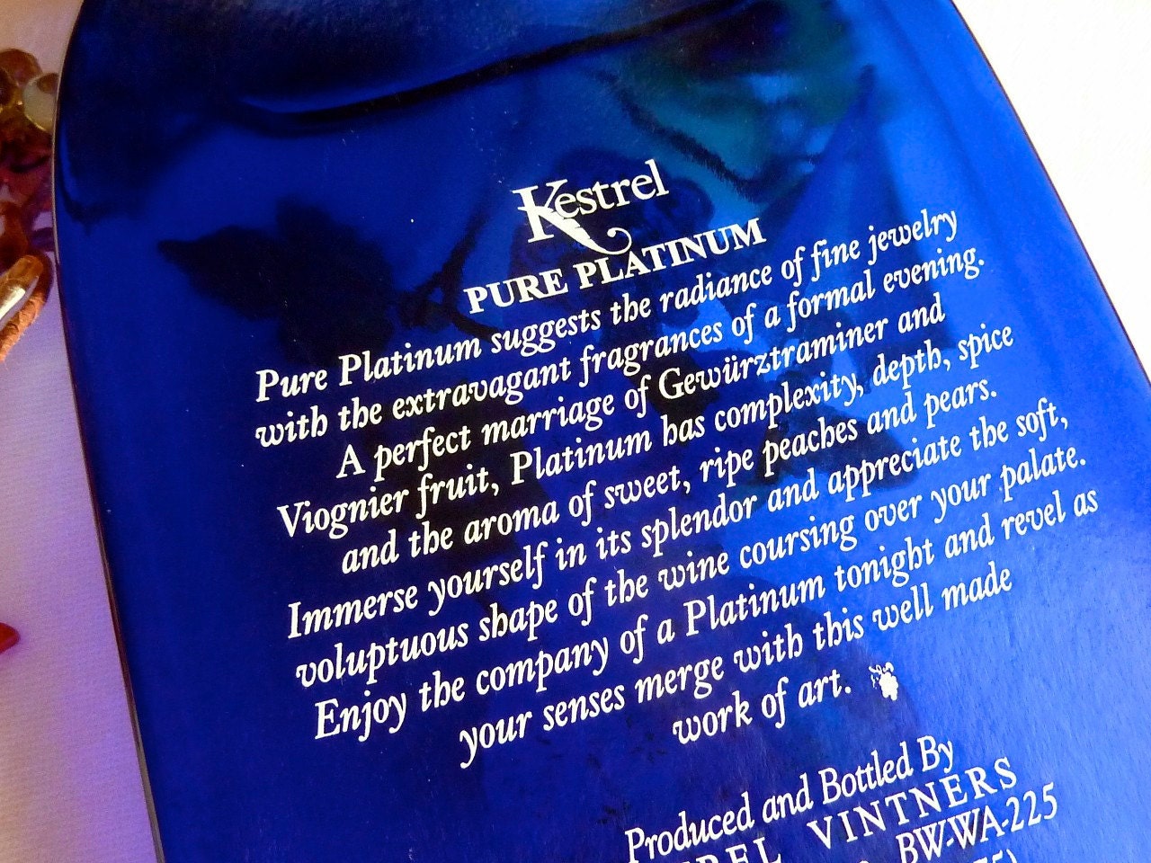 Thanksgiving Sale - Blue Slumped Wine Bottle Cheese Plate - Pure Platinum