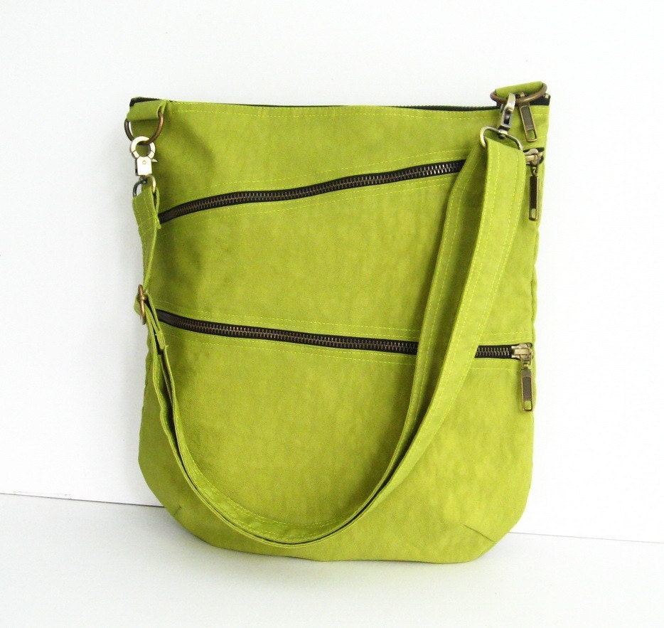 Sale - Water-Resistant Messenger Bag in Apple Green, tote, cross body bag, shoulder bag, purse - Enya - tippythai