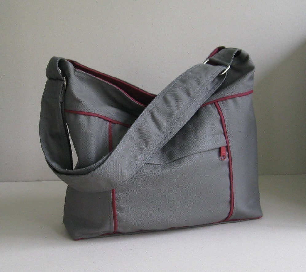 Sale - Grey Canvas Bag - Shoulder bag, Diaper bag, Messenger bag, Tote, Travel bag, Women, Unisex - KIRA