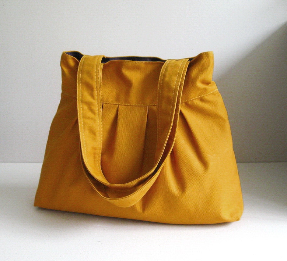 Sale - Mustard Canvas Bag - purse, tote, shoulder bag, diaper bag, double straps - APRIL