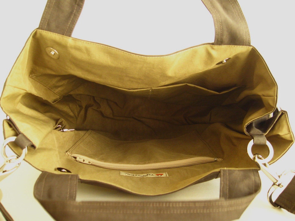 Sale - Water-Resistant Bag in Chocolate Brown- messenger bag, school bag, tote, purse, gym bag - KATE